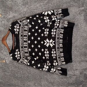 Barefoot Dreams Black and White Snowflake Sweater Fair Isle Womens 1x